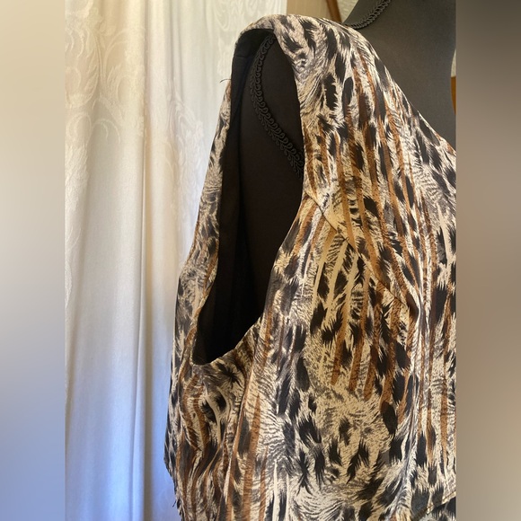 Dressbarn Size 18 Animal Print Sleeveless Tiered Ruffle Dress Party Cruise Midi - Picture 3 of 10